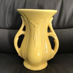 McCOY Vintage Yellow Double Handled Art Pottery Vase